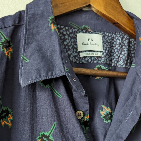 Current PS PAUL SMITH - Flames/trophy blue printed shirt - Sz L - Picture 4 of 13